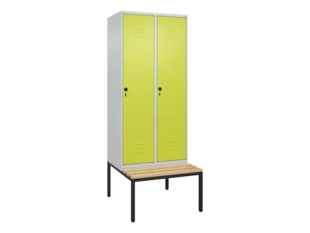 locker met bank,HxBxD 2120x800x815mm,2vak,vak B 400mm,draaigrendel