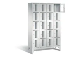 Lockerkast 1850x1190x500mm 4x5 vakken Cilinderslot Poten, RAL7035