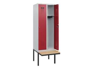 locker met bank,HxBxD 1950x600x815mm,2vak,vak B 300mm,cilinderslot - 1
