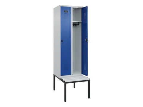 locker met bank,HxBxD 2120x600x815mm,2vak,vak B 300mm,draaigrendel