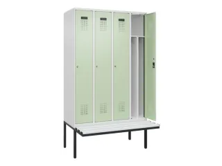 locker met bank,voor scheiding van kleding,HxBxD 2120x1200x815mm,4vak - 1