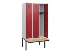 locker met bank,HxBxD 1950x900x815mm,3vak,vak B 300mm,cilinderslot