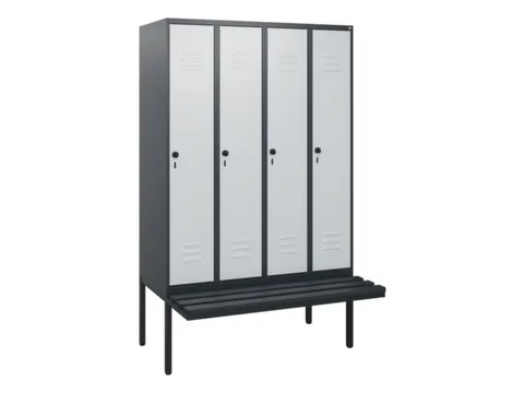 locker met bank,HxBxD 1950x1200x815mm,4vak,vak B 300mm,draaigrendel