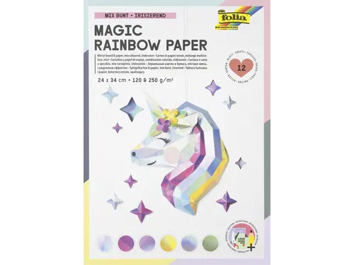 Regenboogpapier en karton Folia 24x34cm 120gr en 250gr 12 vel 6 tinten