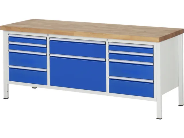 werkbank,HxBxD 840-1040x2000x700mm,beukblad,draagverm. 1250kg,4voeten