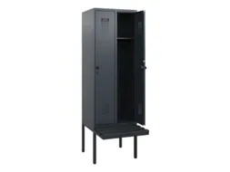 locker met bank,HxBxD 1950x600x815mm,2vak,vak B 300mm,draaigrendel