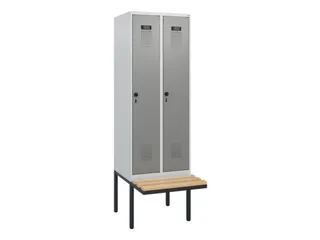 locker met bank,HxBxD 1950x600x815mm,2vak,vak B 300mm,draaigrendel - 2