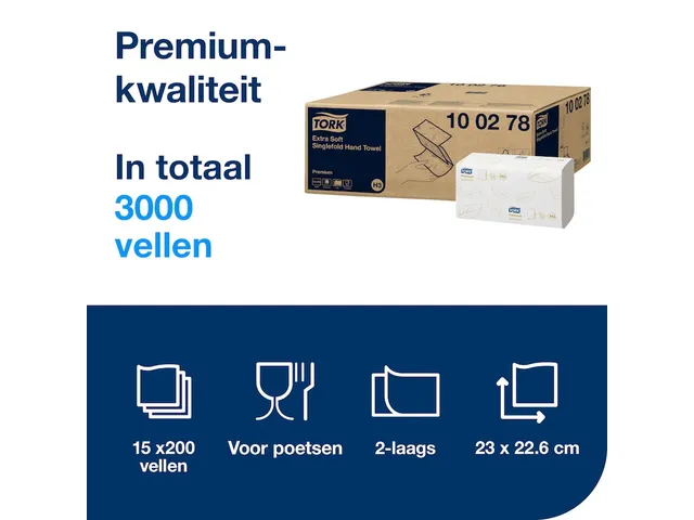 Tork 100278 Handdoek Premium H3 ZigZag Extra Soft 2-laags Pallet
