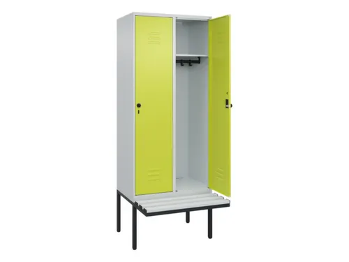 locker met bank,HxBxD 2120x800x815mm,2vak,vak B 400mm,draaigrendel