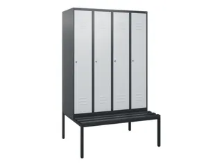 locker met bank,HxBxD 1950x1200x815mm,4vak,vak B 300mm,cil.-slot - 1