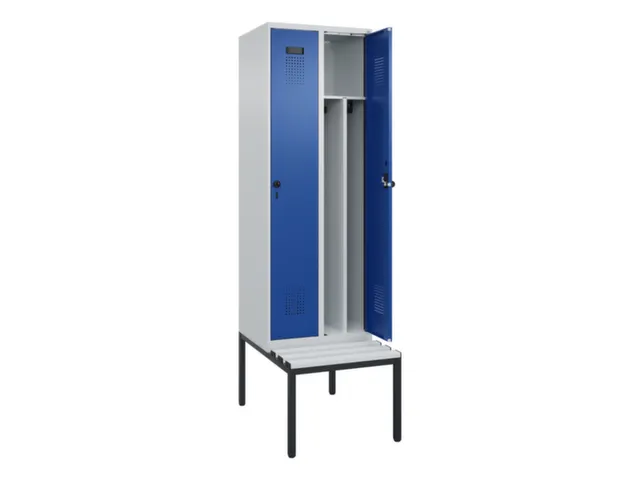 locker met bank,voor scheiding van kleding,HxBxD 2120x600x815mm,2vak