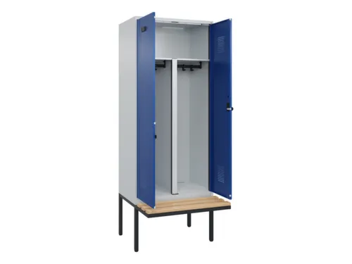 PBM-locker met bank,HxBxD 2120x800x815mm,2vak,vak B 400mm,draaigrendel