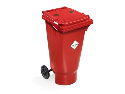 UN-bak,v. spuitbussen,kunststof,rood,permanent antistatisch,120l