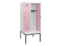locker met bank,HxBxD 1950x800x815mm,2vak,vak B 400mm,draaigrendel