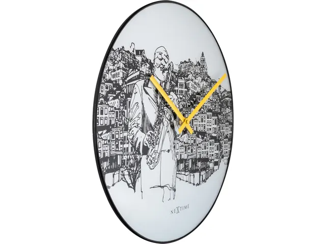 Horloge murale NeXtime 'Sax City' Ø40cm verre/métal