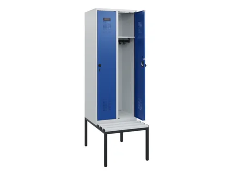 locker met bank,HxBxD 1950x600x815mm,2vak,vak B 300mm,draaigrendel