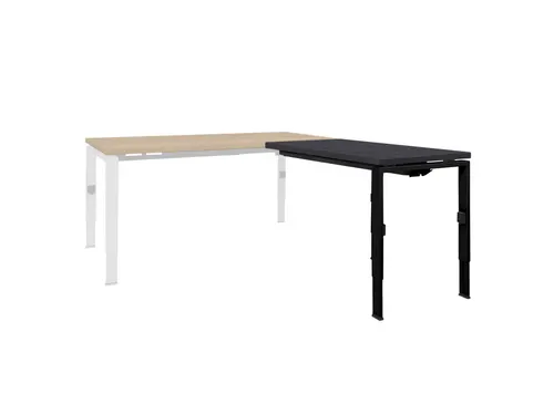 Bureau Linesto N4 aanbouwtafel 120x60cm houtprint schaduw 25mm zwart