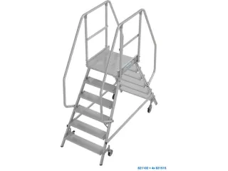 bordestrap,verrijdbaar,bordes H 1,45m,2x6treden,aluminium,4zwenkwielen - 1