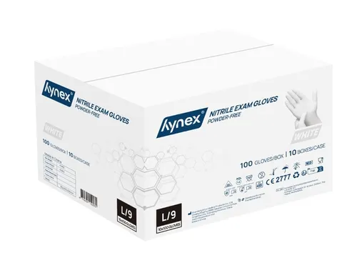 Handschoen Hynex nitril maat L wit poedervrij 100 stuks