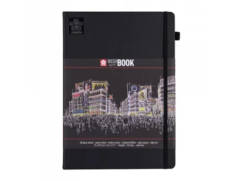 Schetsboek Sakura 80 zwarte vellen 140gr 210x297mm zwart