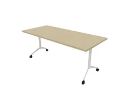 klaptafel,HxBxD 750x1800x700mm,hoekig,T-voet wit,ovale buis,blad eiken