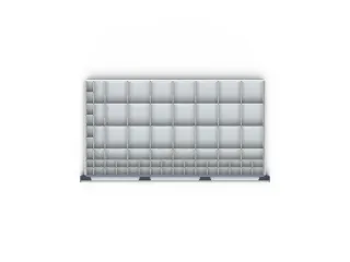 set inzetbakken,71bakken,v. front H 100mm,BxD 1050x650mm,kunststof - 1