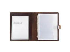Schrijf/documentenmap Alassio A4. 4 ringsmechaniek Leer bruin 36x28x4,
