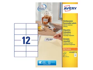 Etiket Avery L4743REV-25 99.1X42.3mm Afneembaar Wit 300 Stuks - 6