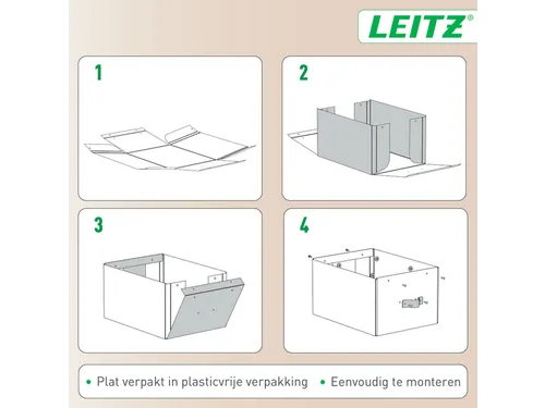 Leitz Puro Opbergdoos met deksel medium laag 8L set van 2 zwart