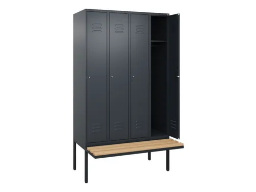 locker met bank,HxBxD 2120x1200x815mm,4vak,vak B 300mm,cil.-slot