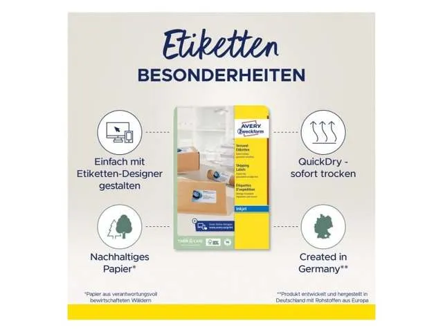 Inkjet etiket Avery J8173-25 99.1x57mm Wit 250 stuks