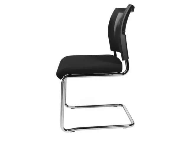 Chaise Visiteur Assise Tissu Noir Dos Maille Noir Cadre traineau