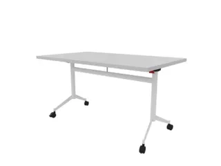 klaptafel,HxBxD 750x1400x800mm,hoekig,T-voet wit,ovale buis,blad grijs - 1