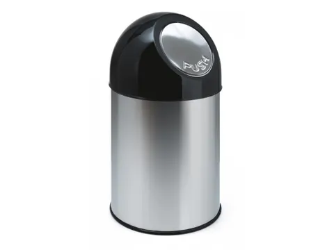 Afvalbak Met Pushdeksel 30 Liter RVS Zwart