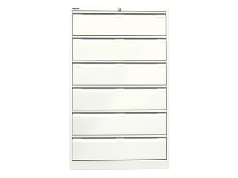 fichekast,HxBxD 1321x800x622mm,drie banen,6lade(n),romp wit,front wit