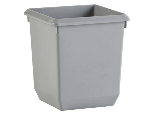 Papierbak Kunststof Vierkant Taps 31cm hoog 21 liter Grijs