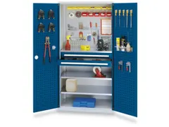 Materiaalkast Geperf. Deuren Staal 1950x1000x600mm 2laden Ral5010