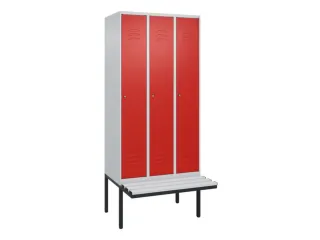locker met bank,HxBxD 2120x900x815mm,3vak,vak B 300mm,cil.-slot - 1