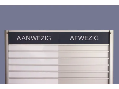 Menoor In-Uit bord 10 namen Aluminium Aanwezig/Afwezig Donkerblauw