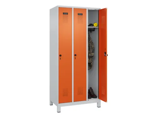 locker,HxBxD 1950x900x500mm,3vak,vak B 300mm,draaigrendel,voeten