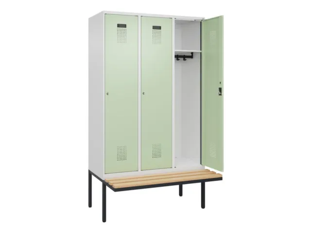 locker met bank,HxBxD 2120x1200x815mm,3vak,vak B 400mm,cilinderslot
