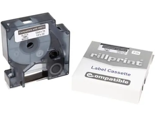 compatible D1 tape Dymo 45013 12 mm zwart op wit