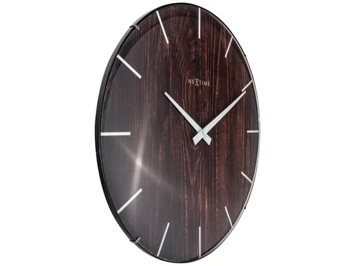 Wandklok Nextime Edge-Wood-Dome dia 35cm kunststof bruin streep