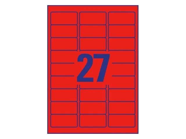 Gekleurde etiketten Avery Zweckform 63.5x29.6mm Neon Rood 675 Stuks