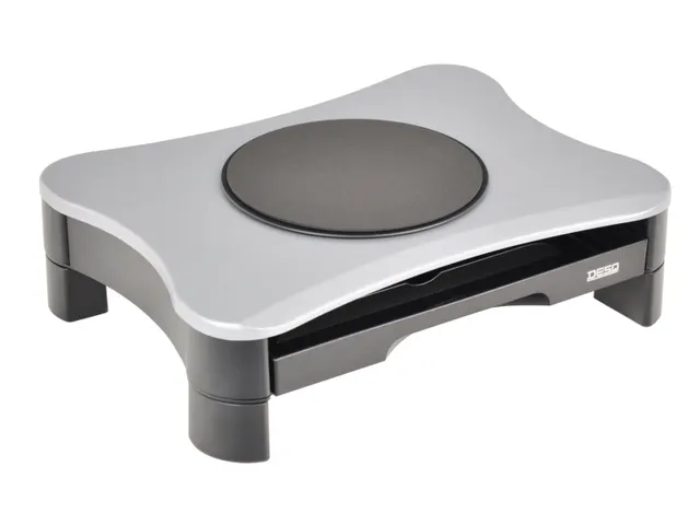 Monitorverhoger 2 Hoogte Standen 2 Lades Draaiplateau Zilver/Zwart