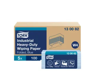 Reinigingsdoek Tork 130082 Heavy-Duty W4 gevouwen 100 vel blauw 130082 - 4