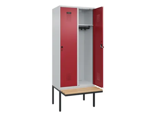 locker met bank,HxBxD 2120x800x815mm,2vak,vak B 400mm,draaigrendel