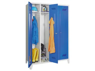 garderobekast,HxBxD 1850x1170x500mm,4vak,RAL7035,front RAL3000 - 1