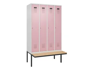 locker met bank,voor scheiding van kleding,HxBxD 2120x1200x815mm,4vak - 2