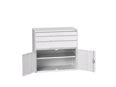 ladekast HxBxD 1000x1050x550mm 3laden volledig uittrekbaar RAL7035